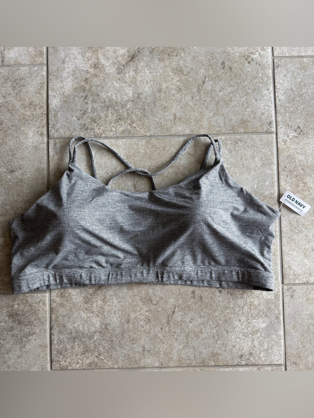 Old Navy Heather Gray Light Support Strappy Sports Bra
